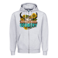 Heather Grey born and raised country tbw Zipper Hoodie - texasbilliewilder