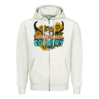 Oatmeal Heather born and raised country tbw Zipper Hoodie - texasbilliewilder