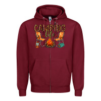 Burgundy camping life Zipper Hoodie - texasbilliewilder