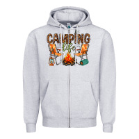 Heather Grey camping life Zipper Hoodie - texasbilliewilder