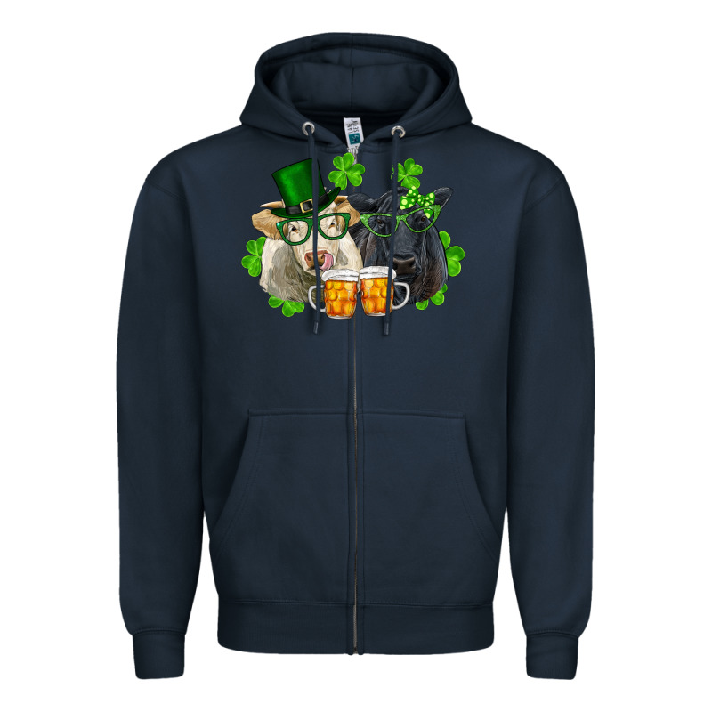 St. Patrick's Day Charolais And Black Angus Cows Zipper Hoodie by RanaPortraitStore | Teevron