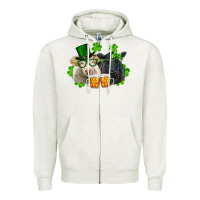 Oatmeal Heather St. Patrick's Day Charolais And Black Angus Cows Zipper Hoodie - RanaPortraitStore