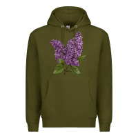 Army Green Purple Lilac Flower Illustrations Premium Hoodie - LillyAllenDesigns
