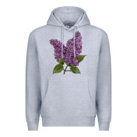 Heather Grey Purple Lilac Flower Illustrations Premium Hoodie - LillyAllenDesigns