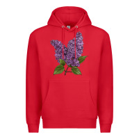 Red Purple Lilac Flower Illustrations Premium Hoodie - LillyAllenDesigns
