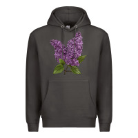Smoke Purple Lilac Flower Illustrations Premium Hoodie - LillyAllenDesigns