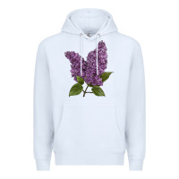 White Purple Lilac Flower Illustrations Premium Hoodie - LillyAllenDesigns