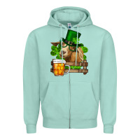Seafoam St. Patrick's Day Goat And Beer Zipper Hoodie - RanaPortraitStore