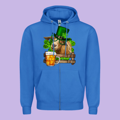 Zipper Hoodie St. Patrick's Day Goat And Beer