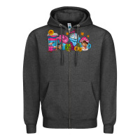 Charcoal Heather cowgirl coffee cups Zipper Hoodie - texasbilliewilder