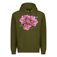 Army Green Wild Prairie Rose Illustrations Premium Hoodie - LillyAllenDesigns