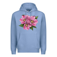 Colony Blue Wild Prairie Rose Illustrations Premium Hoodie - LillyAllenDesigns