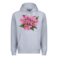 Heather Grey Wild Prairie Rose Illustrations Premium Hoodie - LillyAllenDesigns