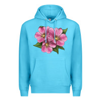 Ocean Blue Wild Prairie Rose Illustrations Premium Hoodie - LillyAllenDesigns