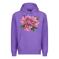 Purple Wild Prairie Rose Illustrations Premium Hoodie - LillyAllenDesigns