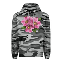 Slate Camo Wild Prairie Rose Illustrations Premium Hoodie - LillyAllenDesigns