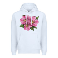 White Wild Prairie Rose Illustrations Premium Hoodie - LillyAllenDesigns