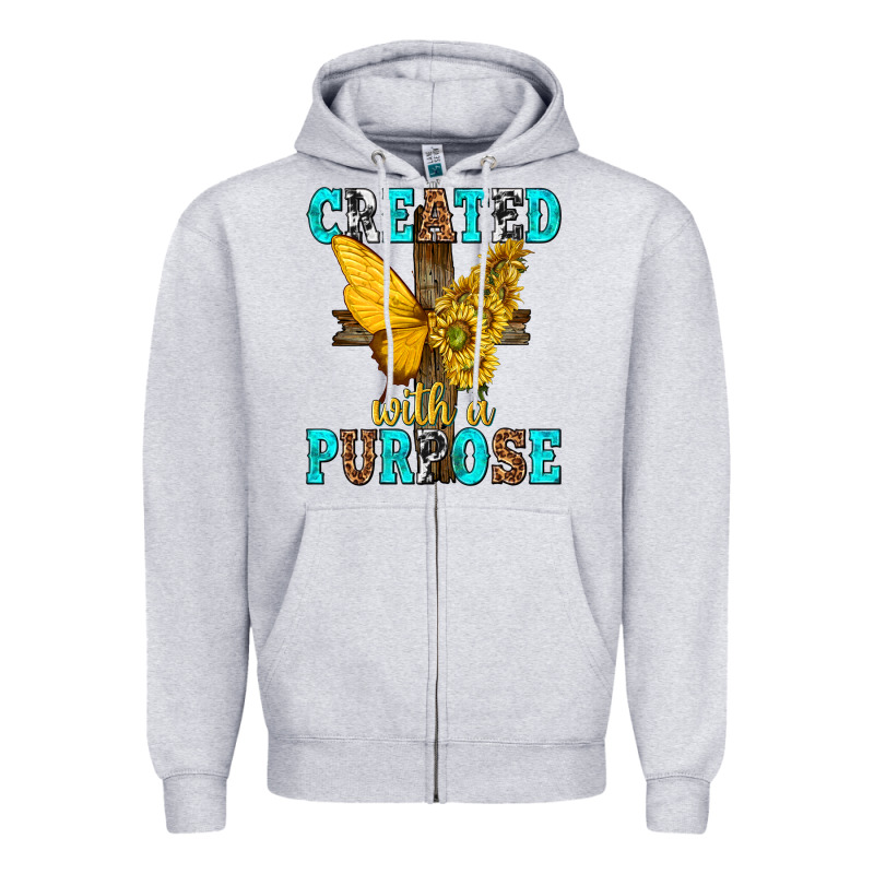 Created With A Purpose Zipper Hoodie by texasbilliewilder | Teevron