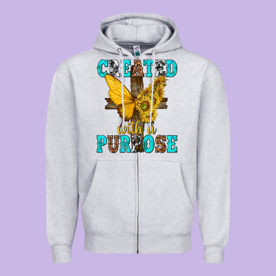 Created With A Purpose Zipper Hoodie Designed By Texasbilliewilder