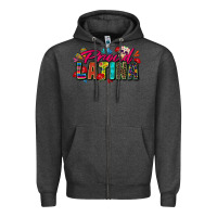 Charcoal Heather proud latina Zipper Hoodie - Zillion Design Studio