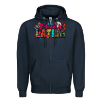 Navy proud latina Zipper Hoodie - Zillion Design Studio