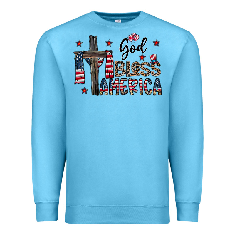 God Bless America Premium Sweatshirt by CowhideDigitalArt | Teevron