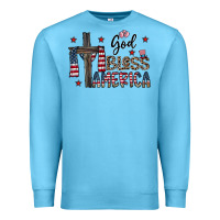Ocean Blue god bless america Premium Sweatshirt - CowhideDigitalArt