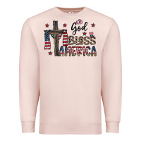 Pale Pink god bless america Premium Sweatshirt - CowhideDigitalArt