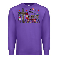 Purple god bless america Premium Sweatshirt - CowhideDigitalArt