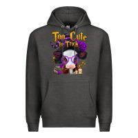 Charcoal Heather too cute to trick halloween baby calf Premium Hoodie - Jasminsmagicworld