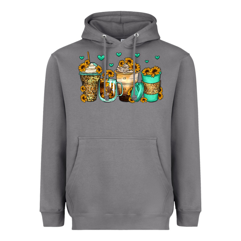 Sunflowers Coffee Cups Heavyweight Hoodie by Zillion Design Studio | Teevron