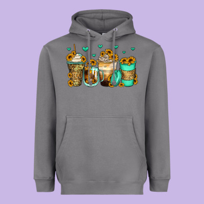Sunflowers Coffee Cups Heavyweight Hoodie Designed By Zillion Design Studio