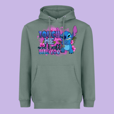 Touch Me And I Will Bite You Stitch Heavyweight Hoodie Designed By Zillion Design Studio