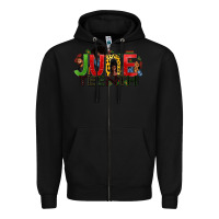 Black JUNE TEENTH Zipper Hoodie - Zillion Design Studio