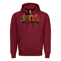 Burgundy JUNE TEENTH Zipper Hoodie - Zillion Design Studio