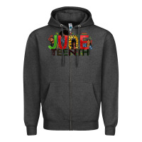 Charcoal Heather JUNE TEENTH Zipper Hoodie - Zillion Design Studio