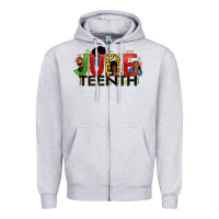 Heather Grey JUNE TEENTH Zipper Hoodie - Zillion Design Studio