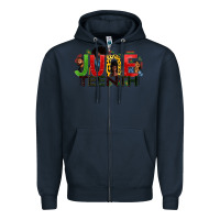 Navy JUNE TEENTH Zipper Hoodie - Zillion Design Studio