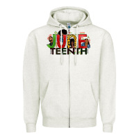 Oatmeal Heather JUNE TEENTH Zipper Hoodie - Zillion Design Studio