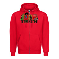 Red JUNE TEENTH Zipper Hoodie - Zillion Design Studio
