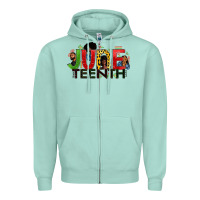Seafoam JUNE TEENTH Zipper Hoodie - Zillion Design Studio