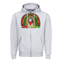 Heather Grey juneteenth rainbow Zipper Hoodie - Zillion Design Studio