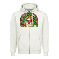 Oatmeal Heather juneteenth rainbow Zipper Hoodie - Zillion Design Studio