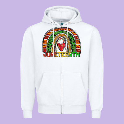 Juneteenth Rainbow Zipper Hoodie Designed By Zillion Design Studio