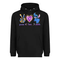 Black peace love stitch Heavyweight Hoodie - texasbilliewilder