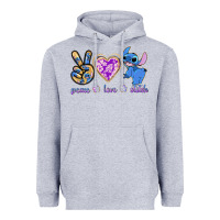Heather Grey peace love stitch Heavyweight Hoodie - texasbilliewilder