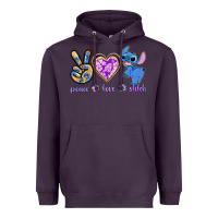 Plum peace love stitch Heavyweight Hoodie - texasbilliewilder