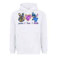 White peace love stitch Heavyweight Hoodie - texasbilliewilder