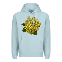 Blue Mist Oregon Grape Flower Illustrations Premium Hoodie - LillyAllenDesigns