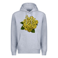 Heather Grey Oregon Grape Flower Illustrations Premium Hoodie - LillyAllenDesigns